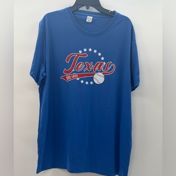 Texas Baseball Graphic T-Shirt –Size 2XLCrew Neck Cotton Tee – Blue NWOT - Picture 2 of 3